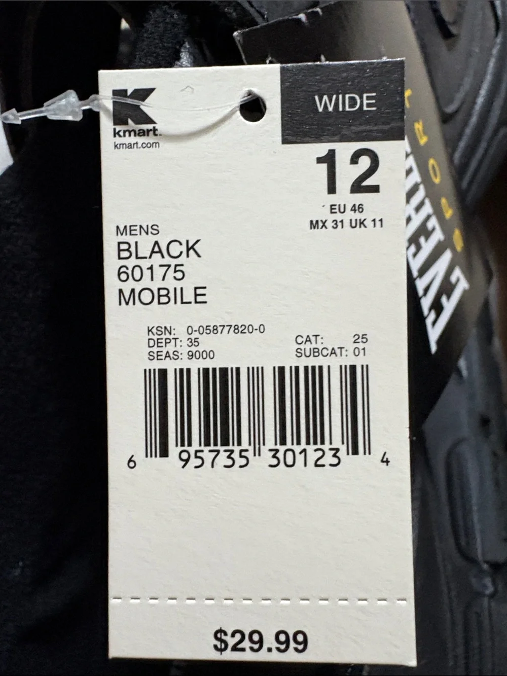NWT leather wide Sz 12EEEE Everlast men’s black velcro-closure sport shoes. Box.